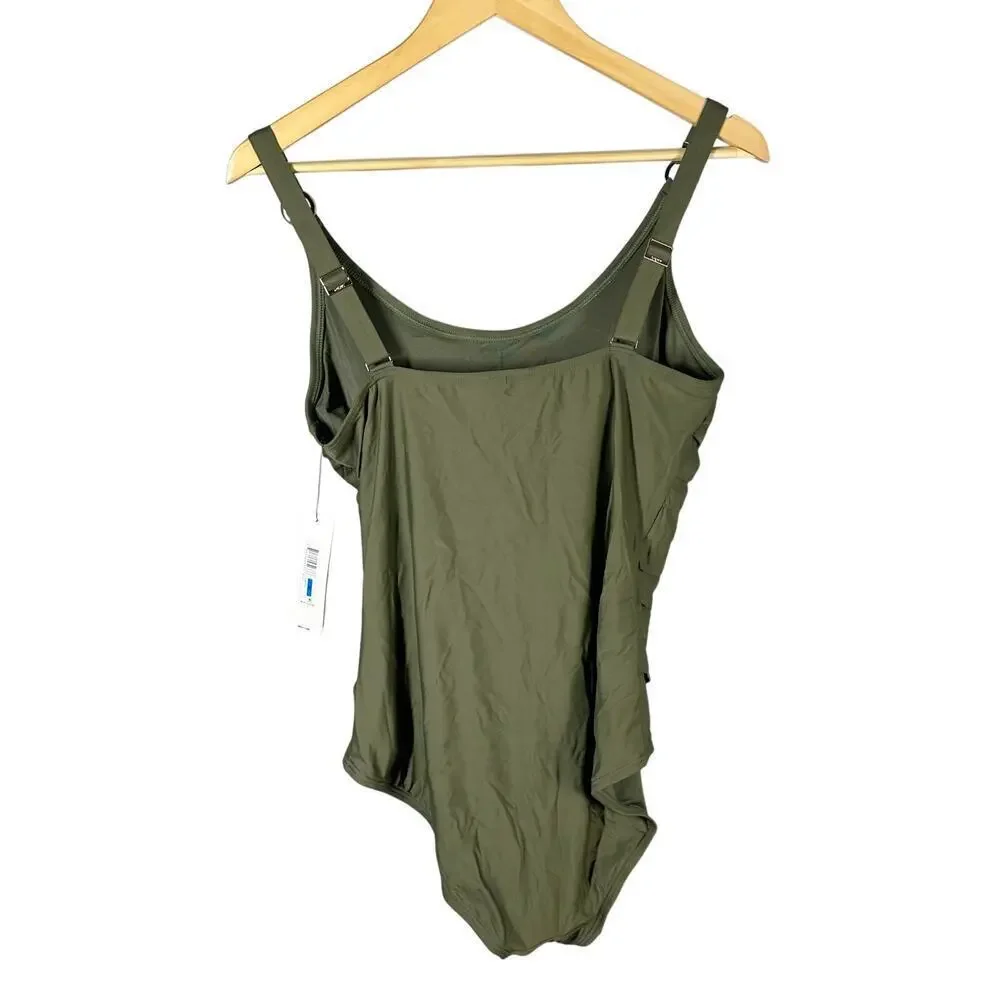 DKNY Cruise 2025 Starburst Ruched Scoopneck One-Piece Swimsuit XL - Picture 3 of 8
